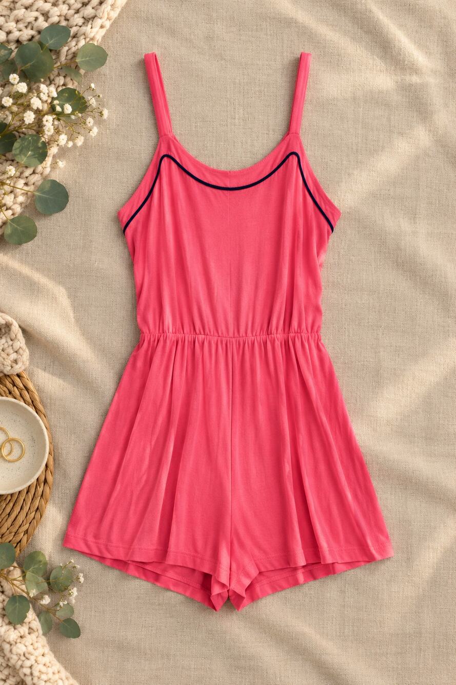 Cosabella Coral Pink Pima Cotton Modal Lounge Romper Coastal Quiet Luxury Size L